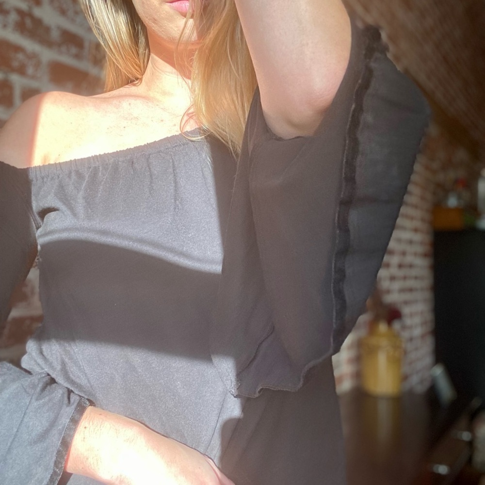 Loft Black Bell Sleeve Top
